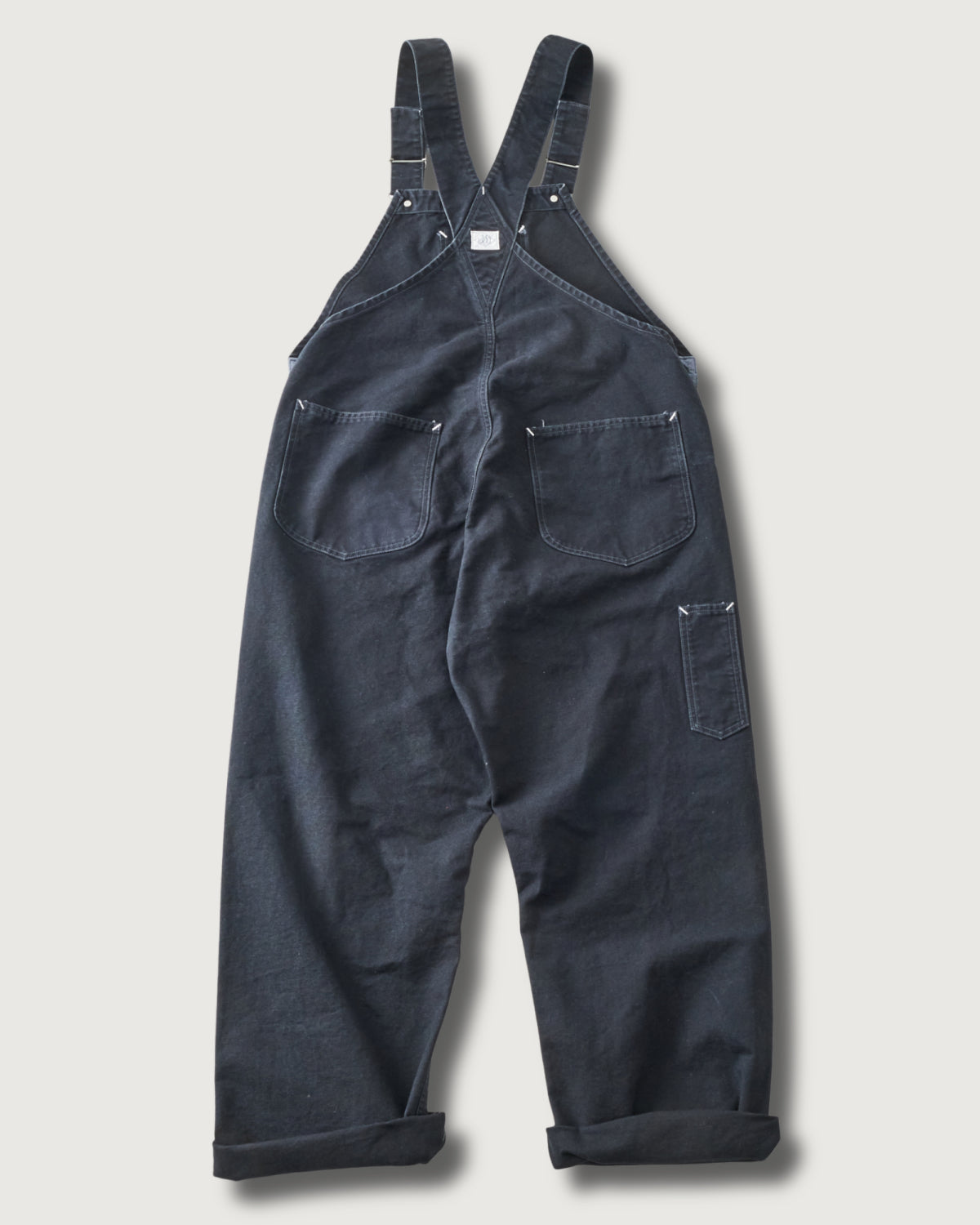 #3401-PCB POST 46 Overalls : pigment dyed canvas washed black