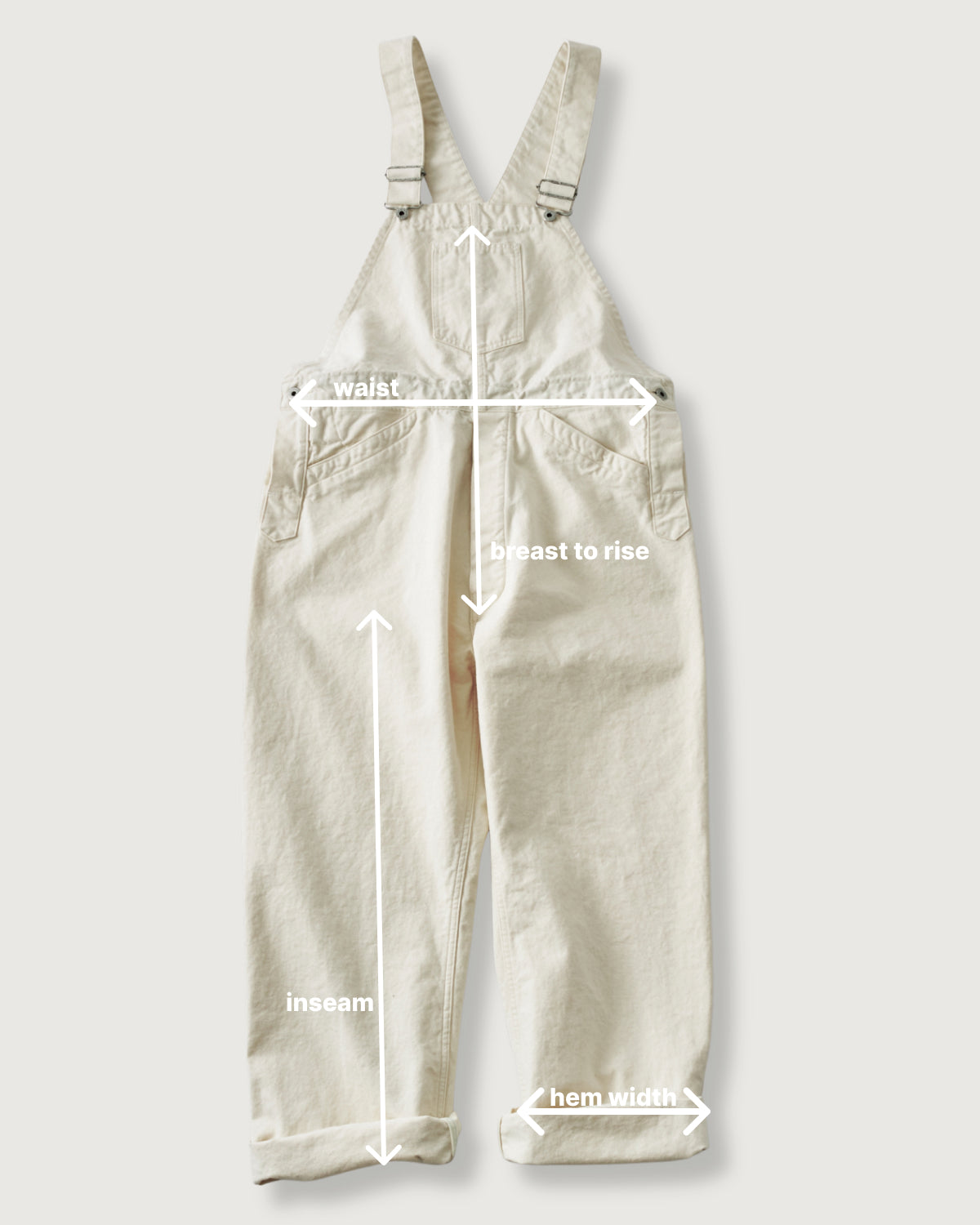#3401-PCN POST 46 Overalls : pigment dyed canvas washed natural