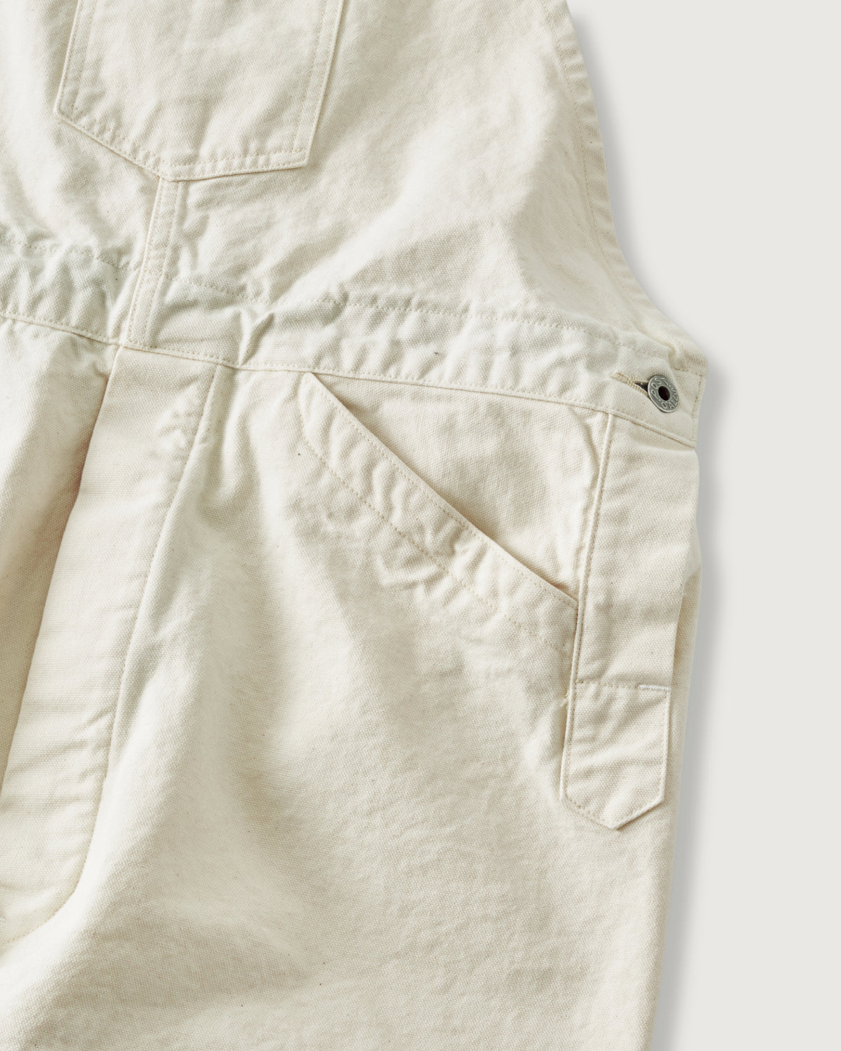 #3401-PCN POST 46 Overalls : pigment dyed canvas washed natural