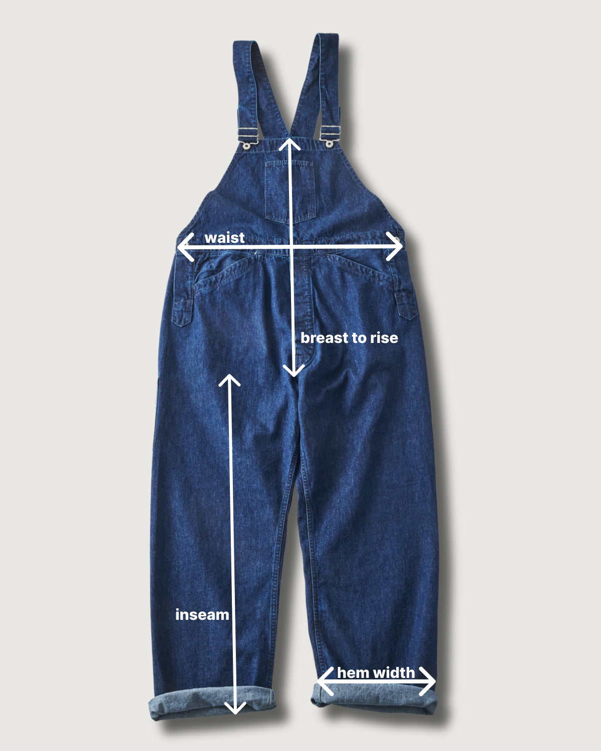 #3401-01 POST 46 Overalls : 10oz. denim indigo deep wash