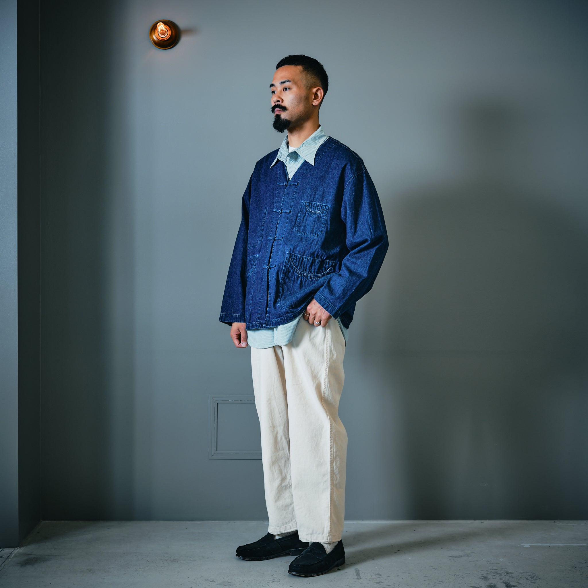#1201C-SSG No.1 Shirt MV : stripe shirting green