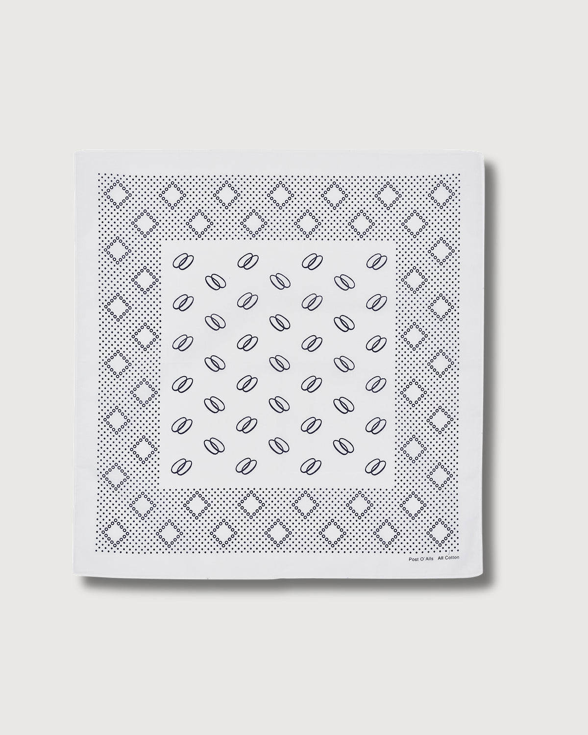 #4002-W Bean POST Bandana Hankie : bean white 45 x 45
