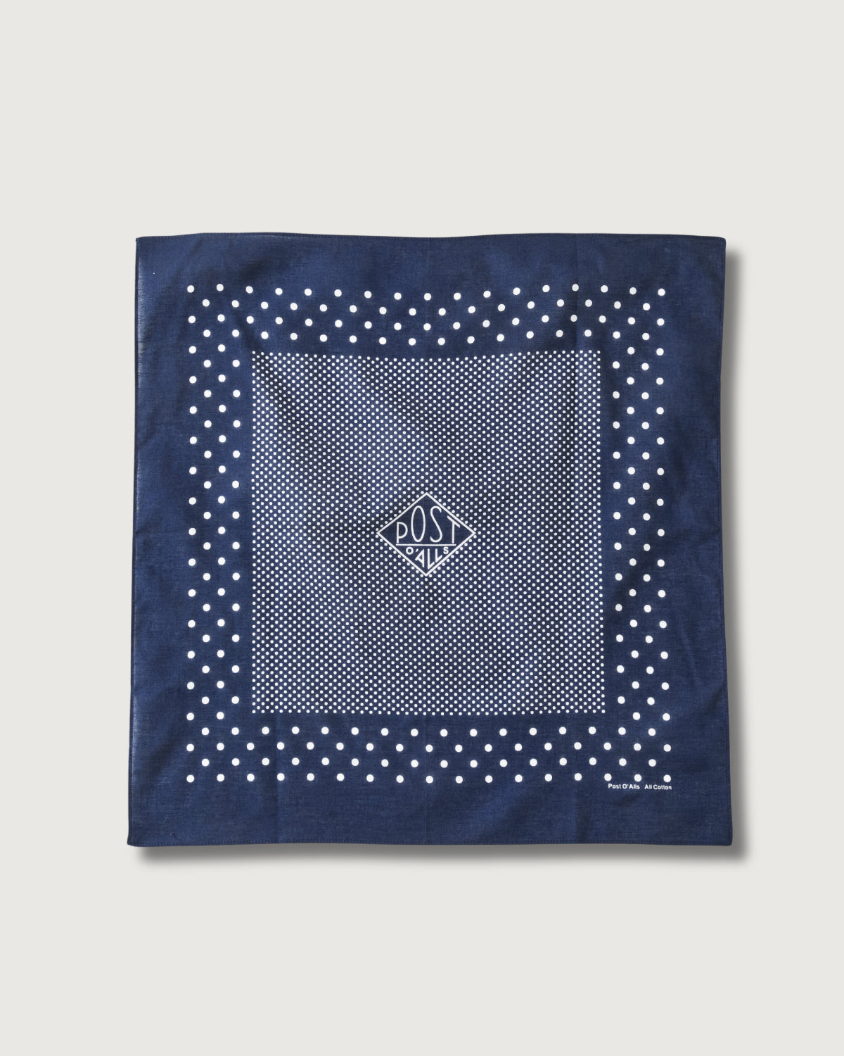 #4005-NW POST Bandana Hankie original 1993 design : cotton sheeting navy/white 45 x 45