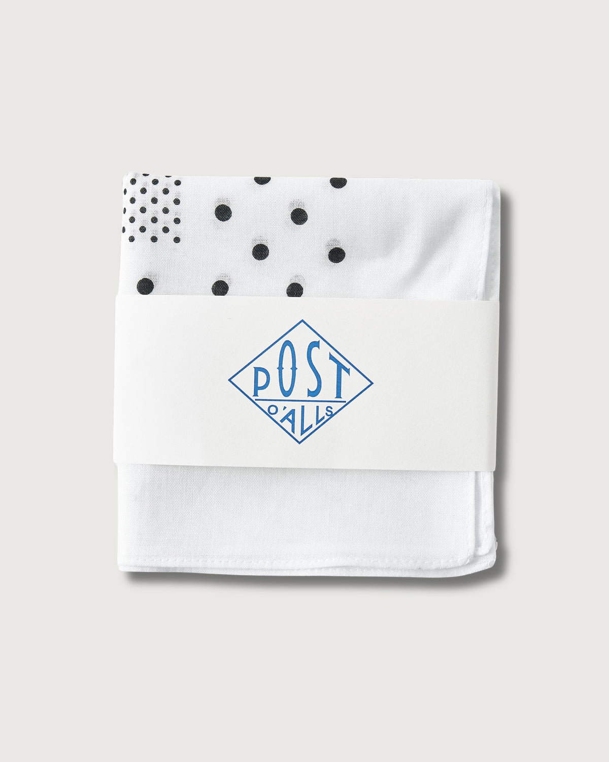 #4005-WC POST Bandana Hankie original 1993 design : cotton sheeting white/charcoal 45 x 45 (new color)