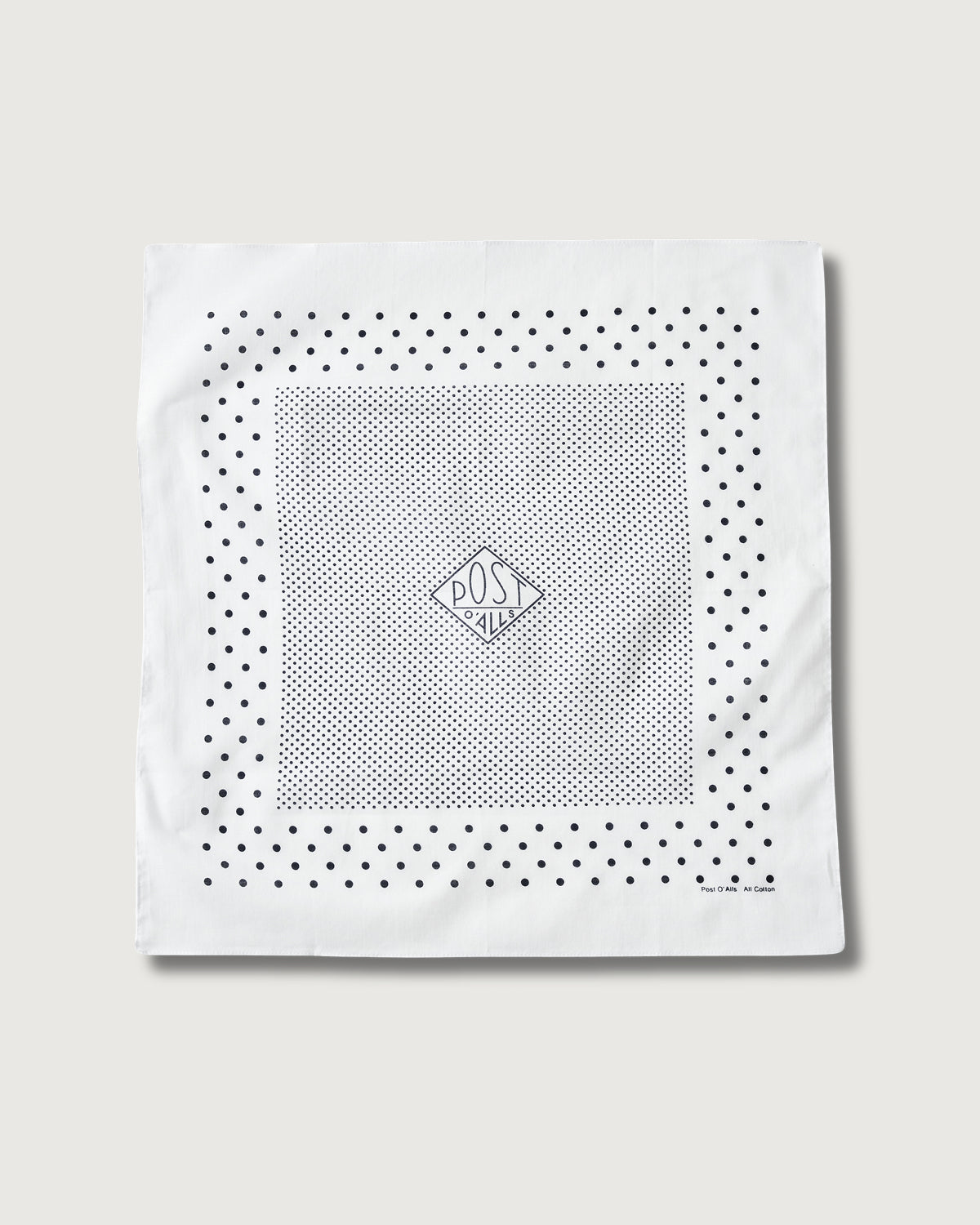 #4005-WN POST Bandana Hankie original 1993 design : cotton sheeting white/navy 45 x 45