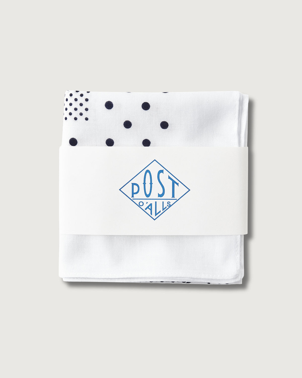 #4005-WN POST Bandana Hankie original 1993 design : cotton sheeting white/navy 45 x 45