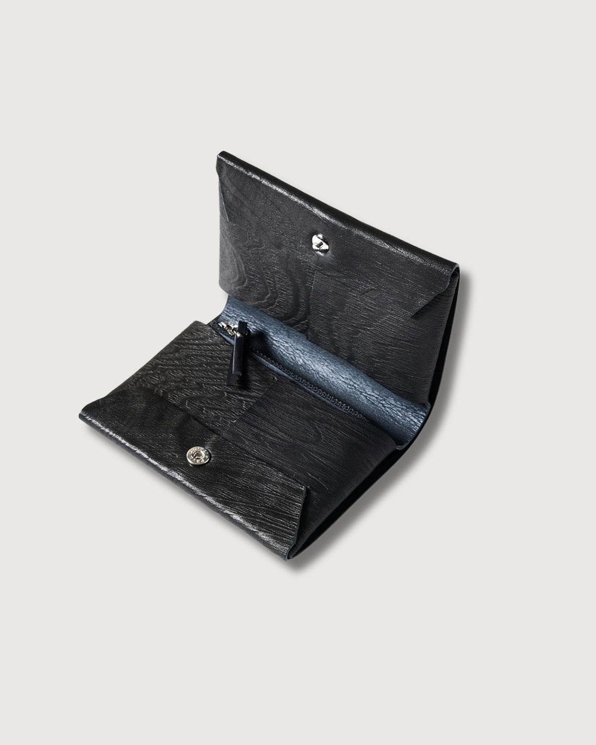 #4211-PLB Plywood Leather Wallet : cow leather black