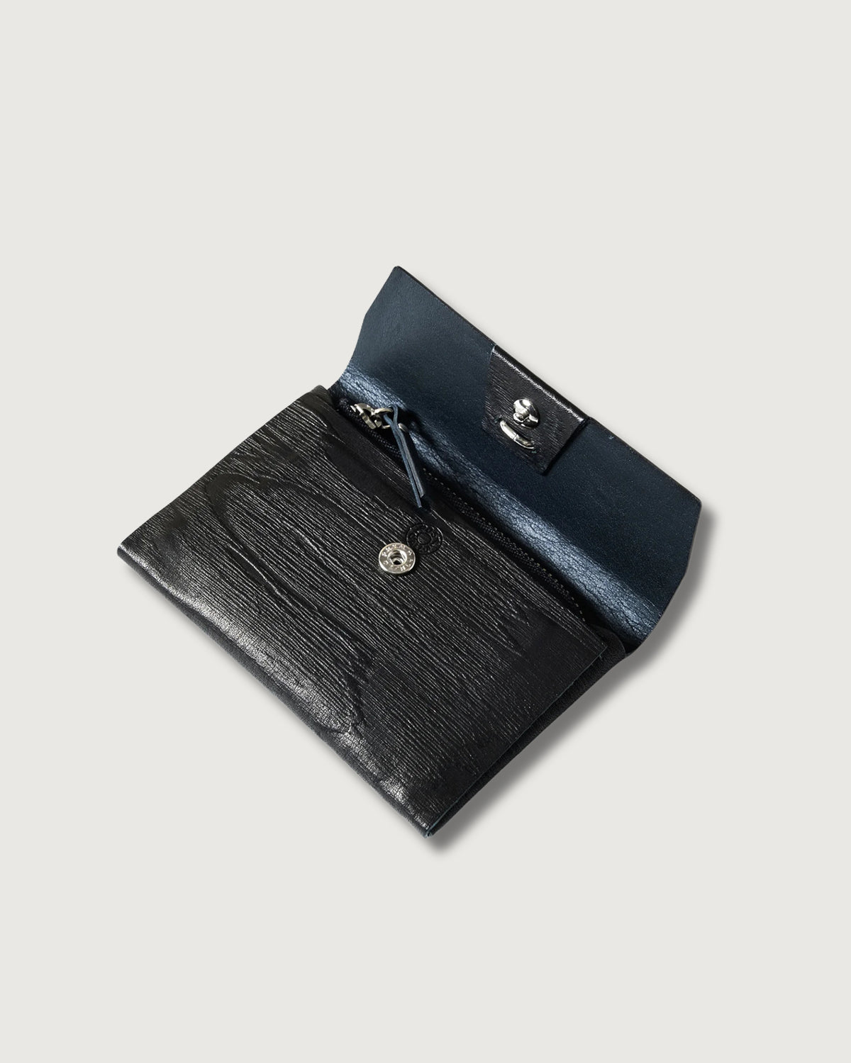 #4212-PLB Plywood Leather Card Case : cow leather black