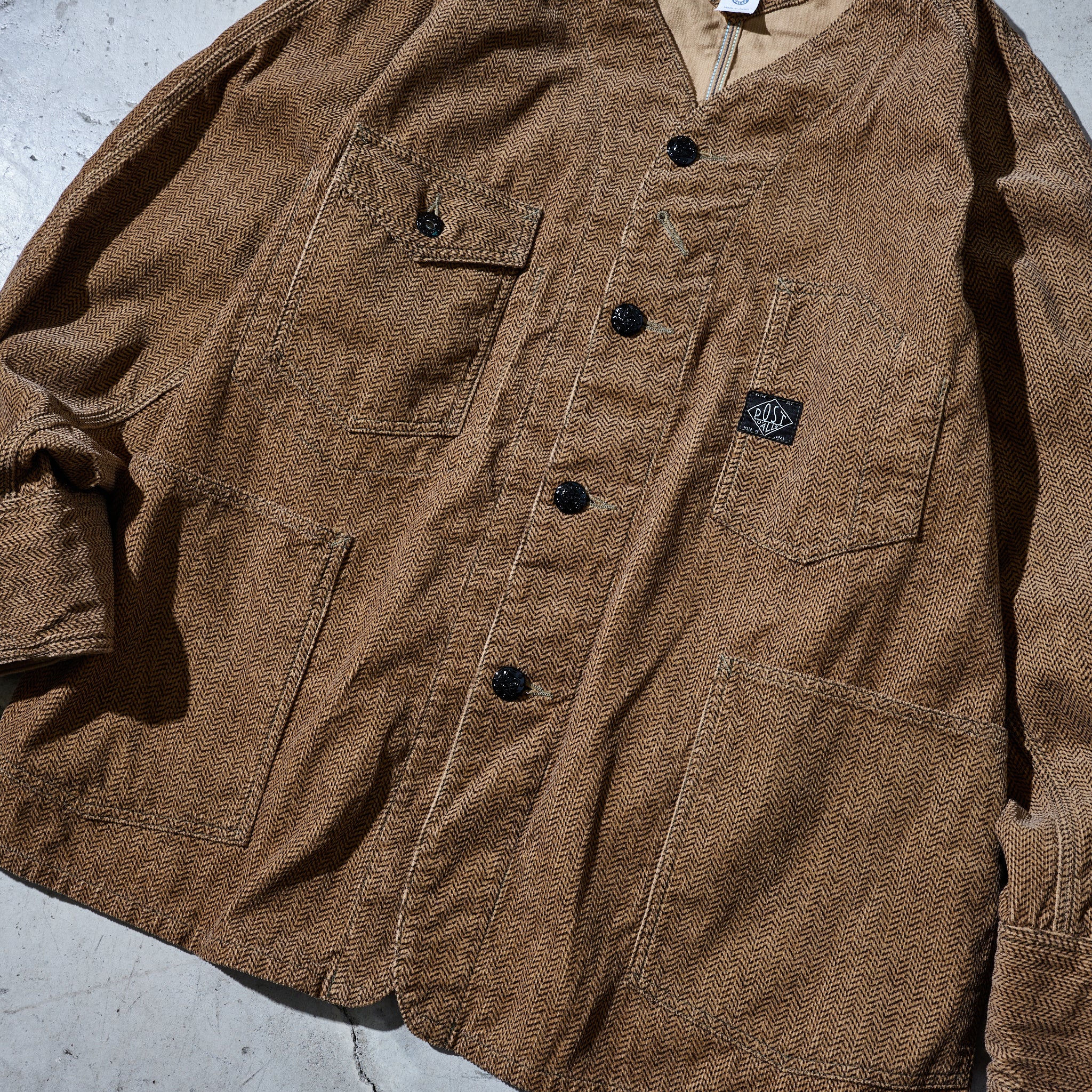 #1102DV-HCB Engineers' Jacket DV : herringbone print corduroy brown