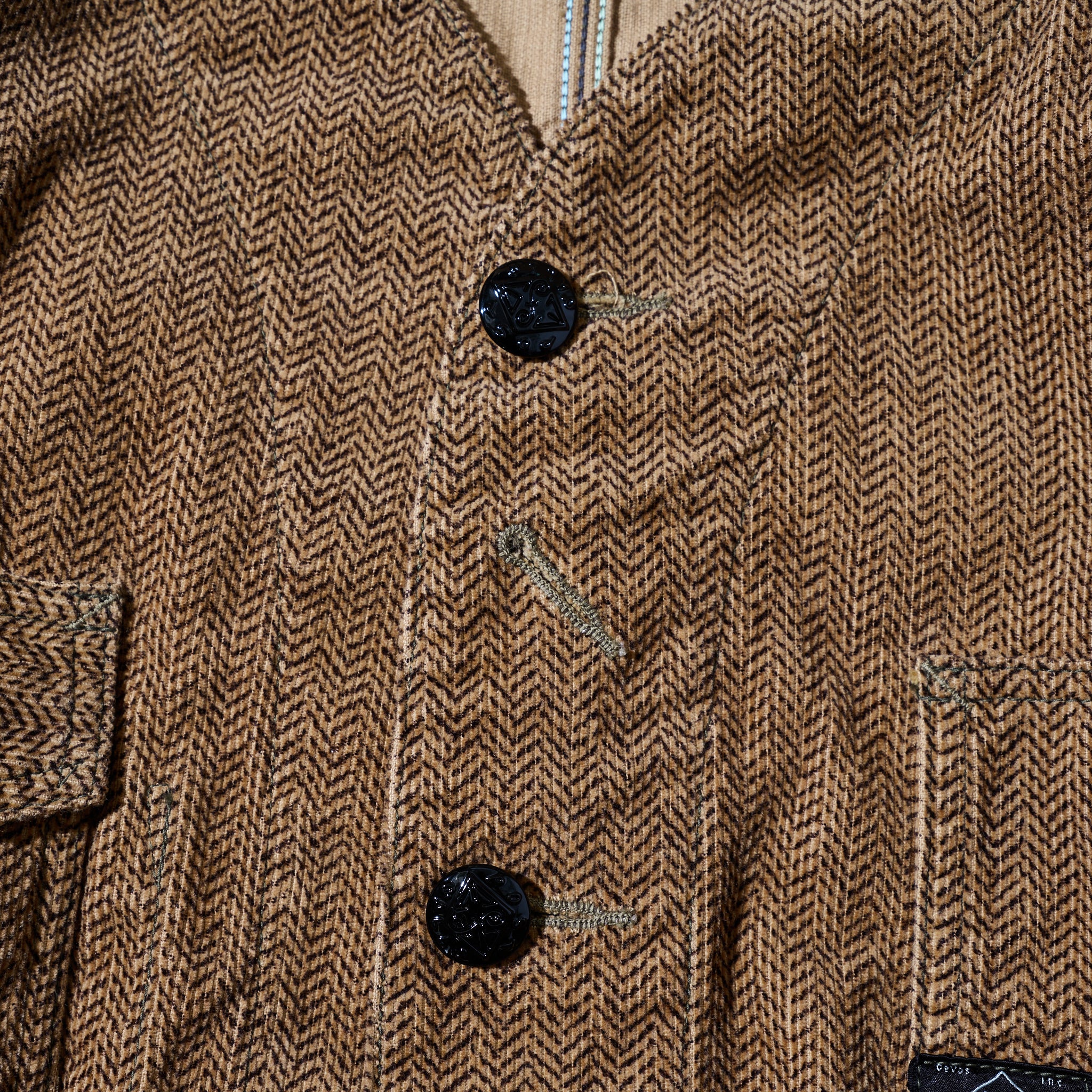 #1102DV-HCB Engineers' Jacket DV : herringbone print corduroy brown