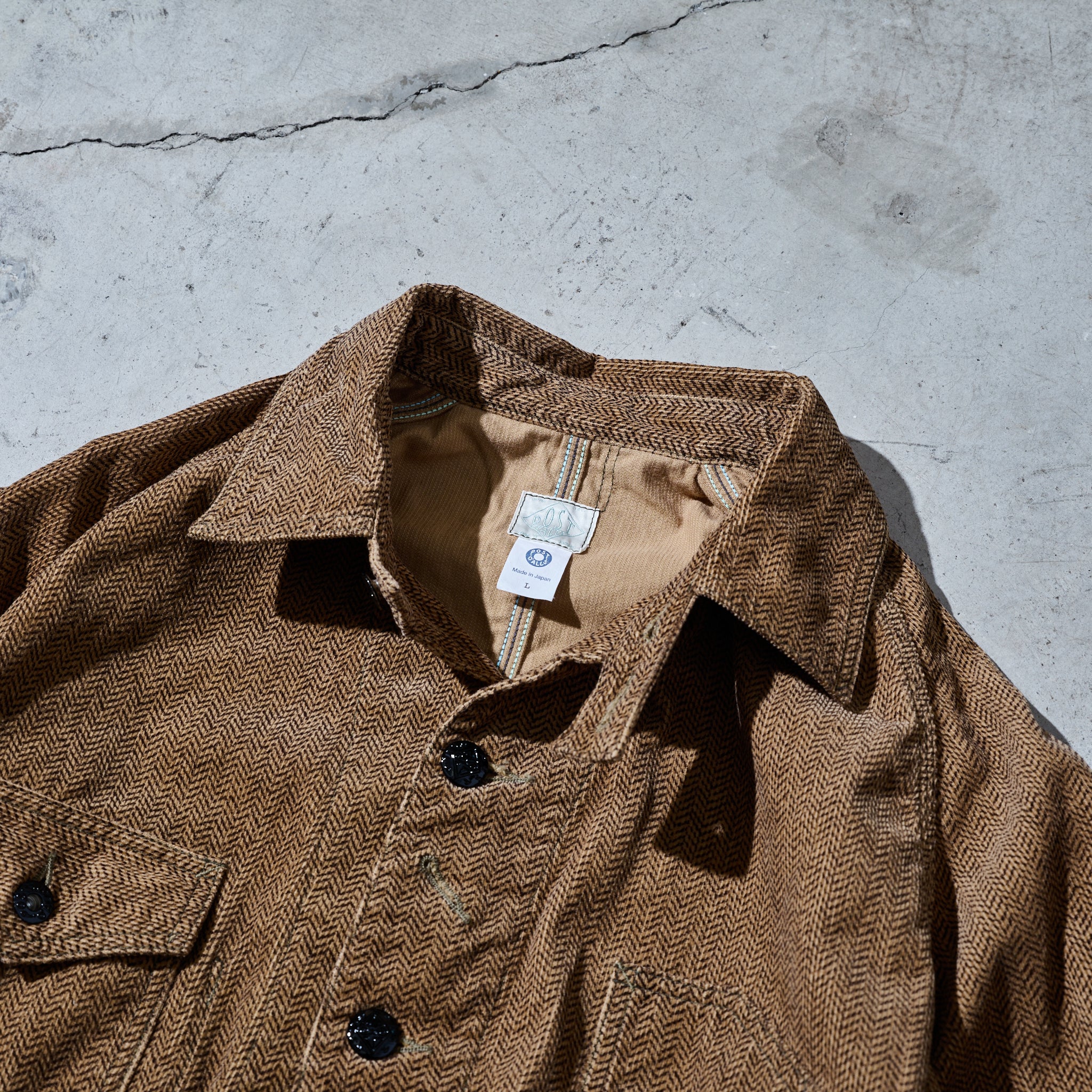 #1102-HCB Engineers' Jacket : herringbone print corduroy brown