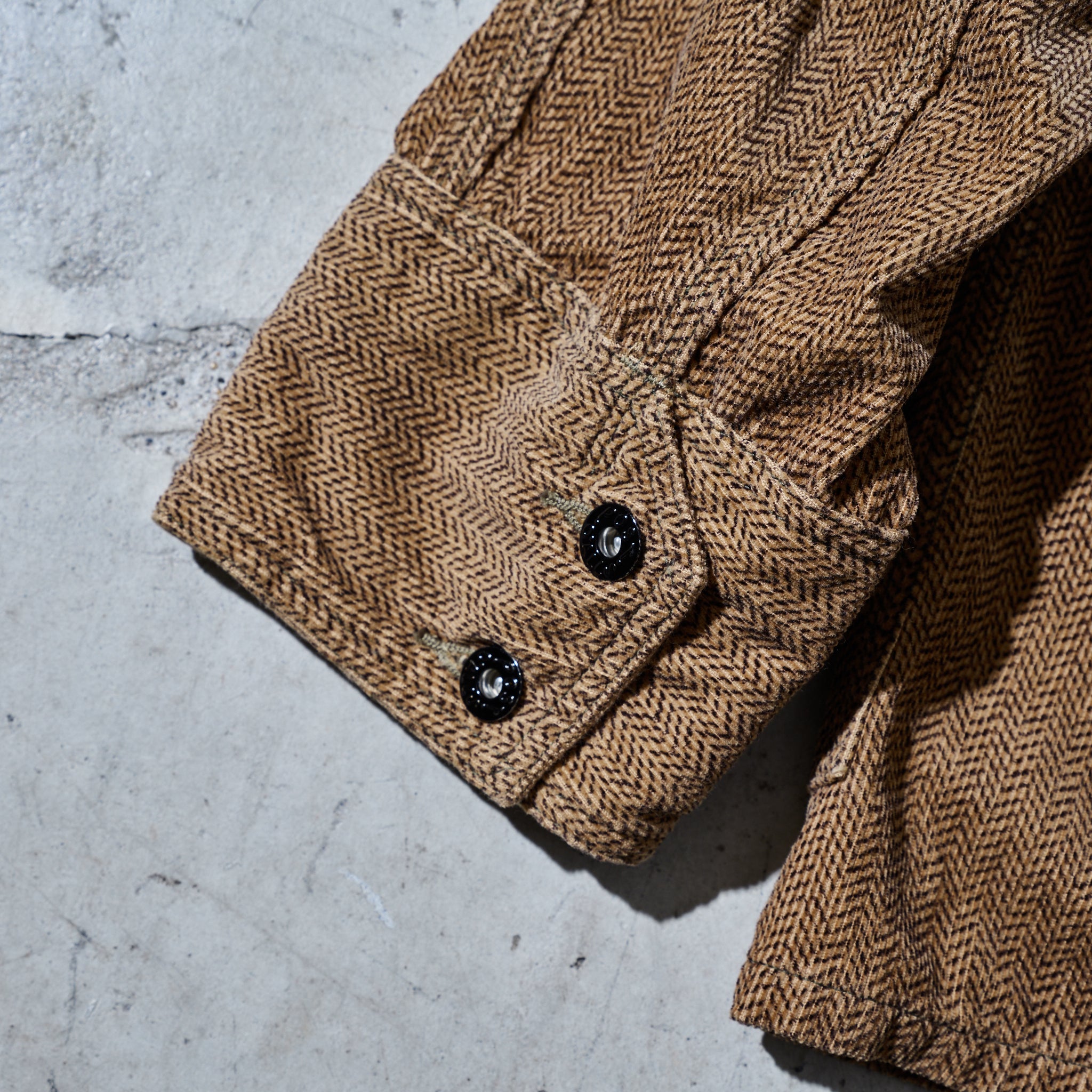 #1102-HCB Engineers' Jacket : herringbone print corduroy brown
