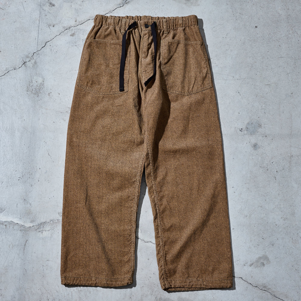 #3307-HCB E-Z ARMY-NAVY Pants : herringbone print corduroy brown