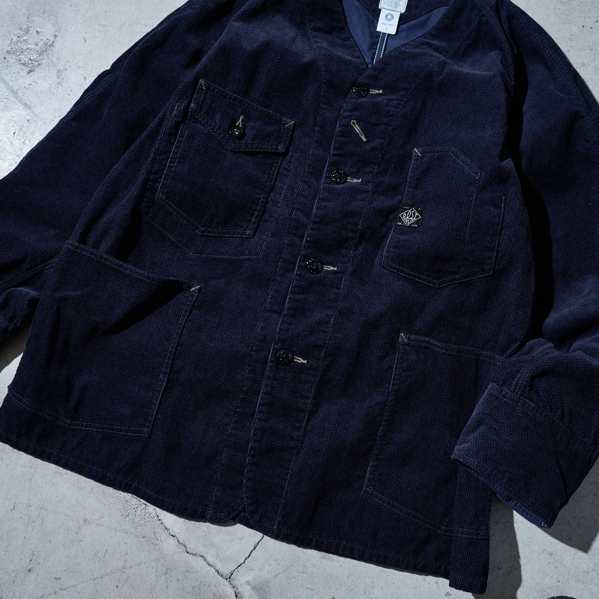 #1102DV-HCN Engineers' Jacket DV : herringbone print corduroy navy