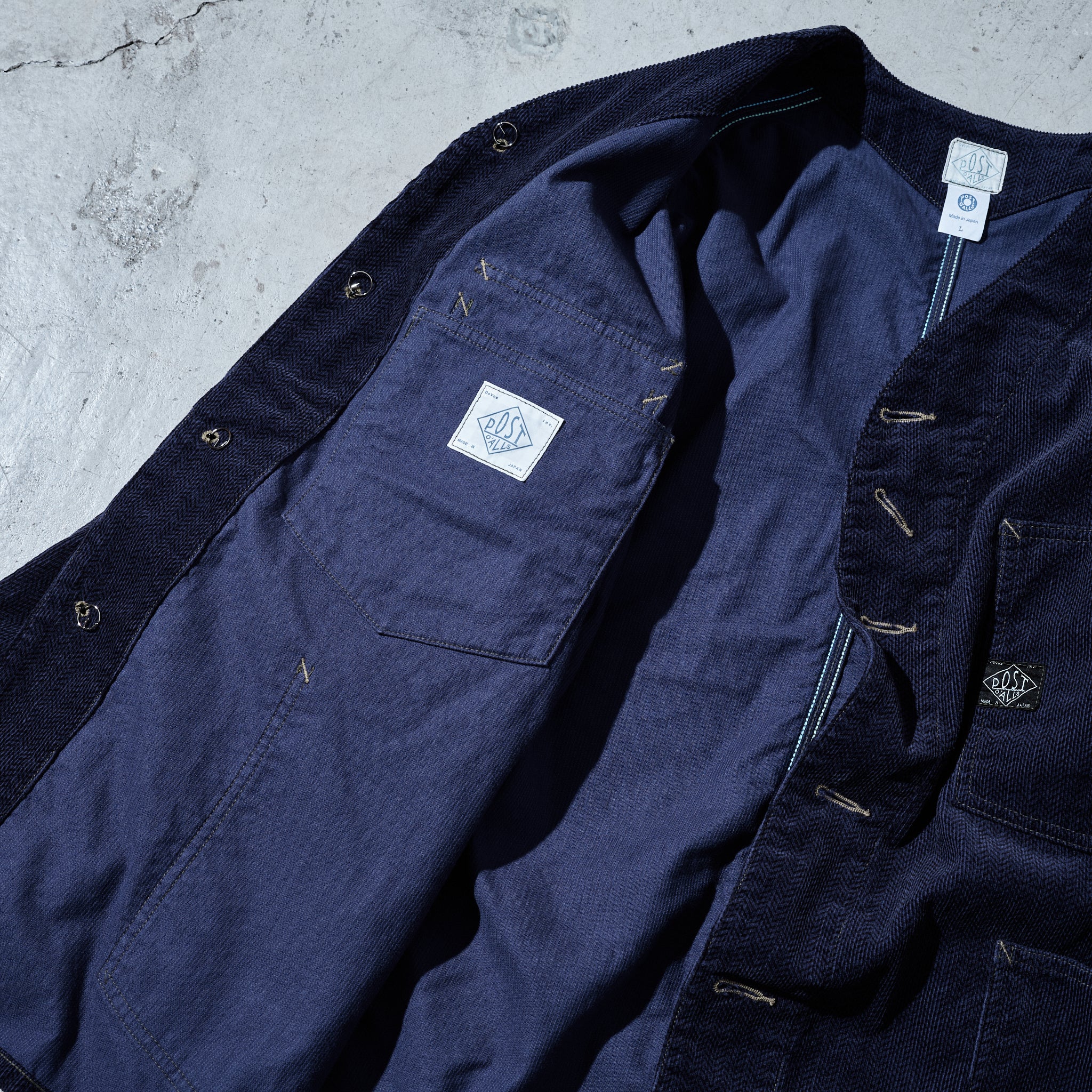 #1102DV-HCN Engineers' Jacket DV : herringbone print corduroy navy