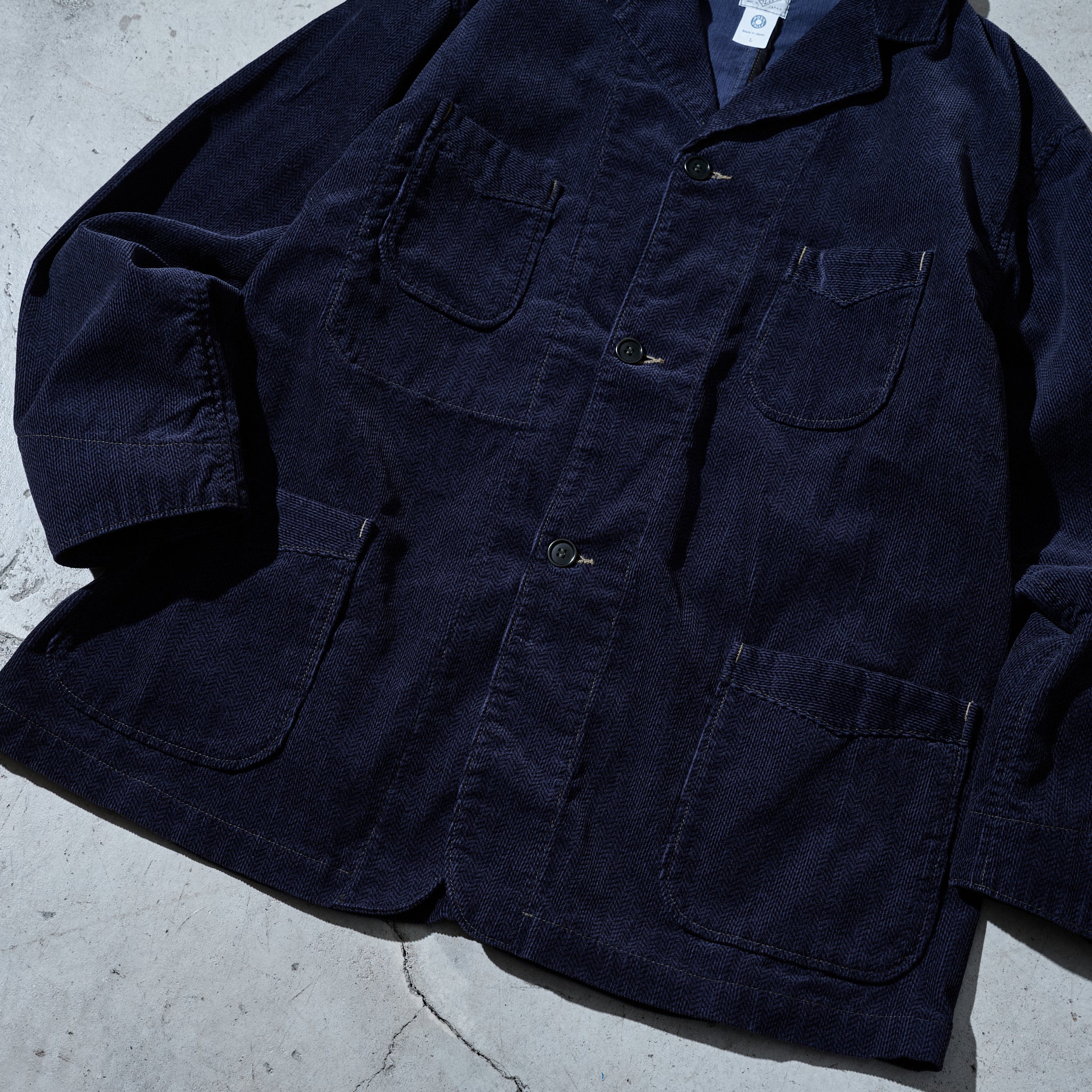 #3116B-HCN OK Rider 5 : herringbone print corduroy navy