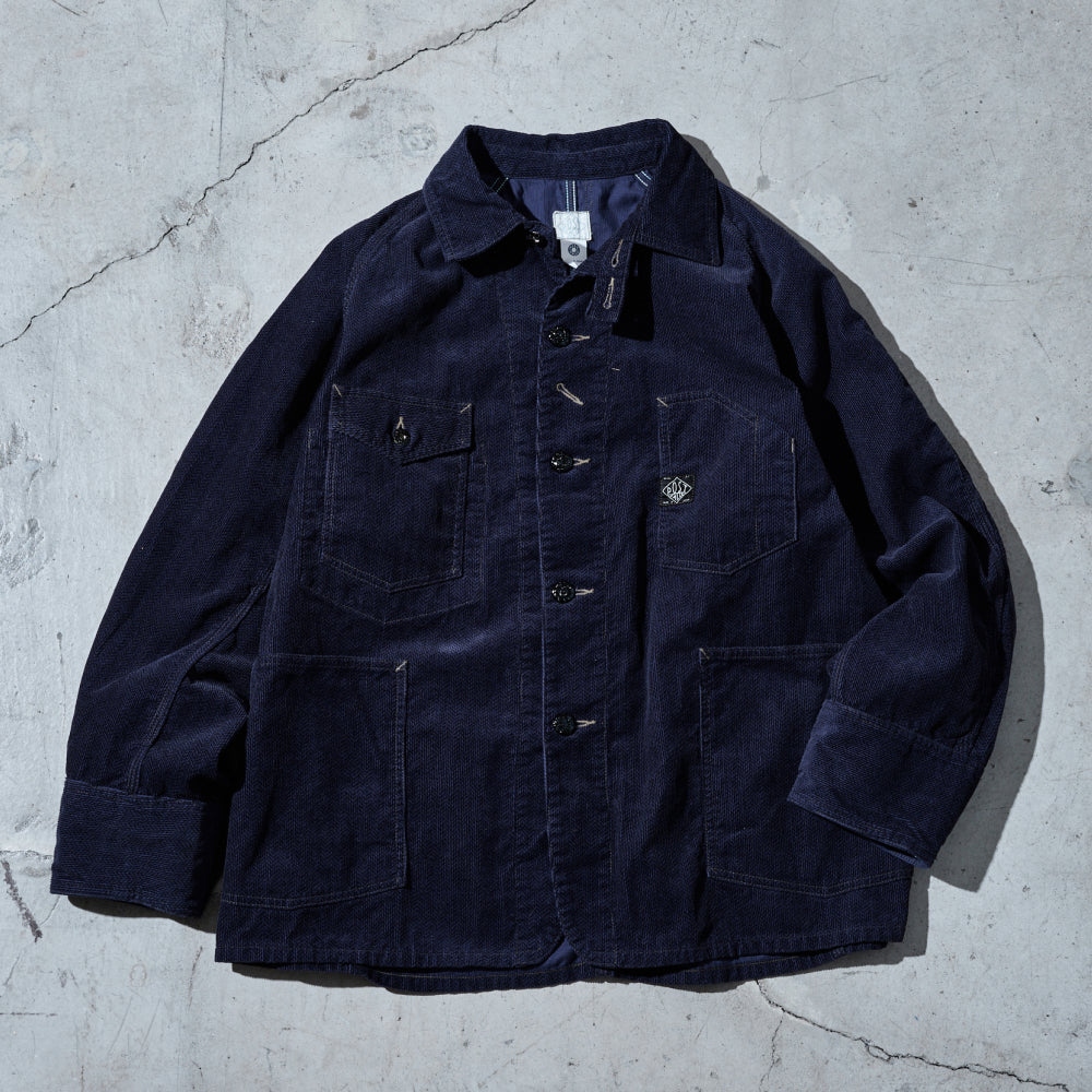 #1102-HCN Engineers' Jacket : herringbone print corduroy navy