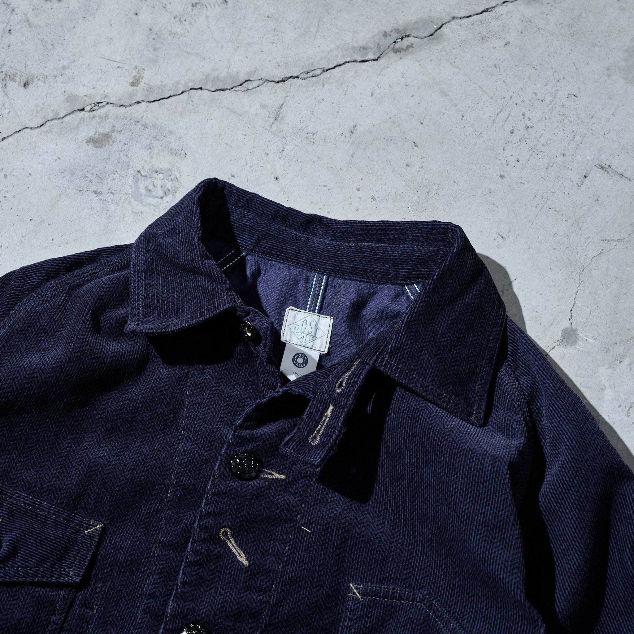 #1102-HCN Engineers' Jacket : herringbone print corduroy navy