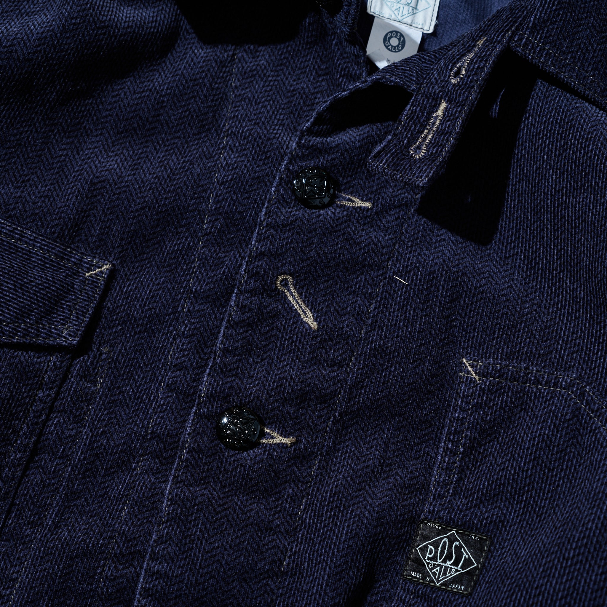 #1102-HCN Engineers' Jacket : herringbone print corduroy navy