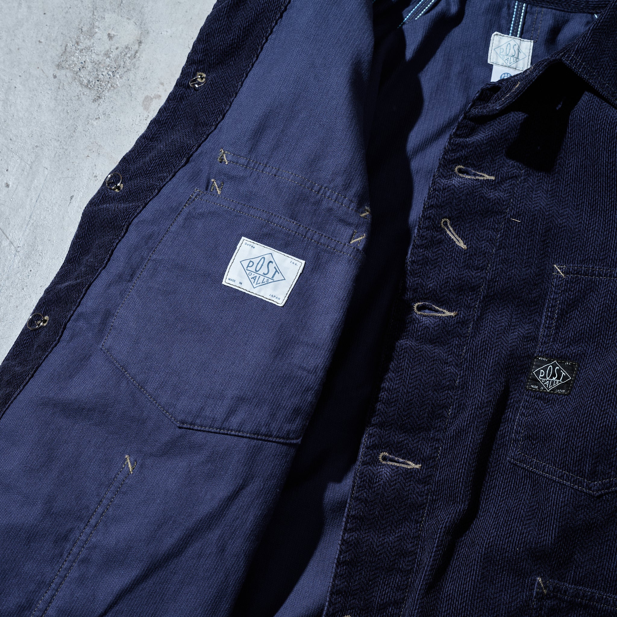 #1102-HCN Engineers' Jacket : herringbone print corduroy navy