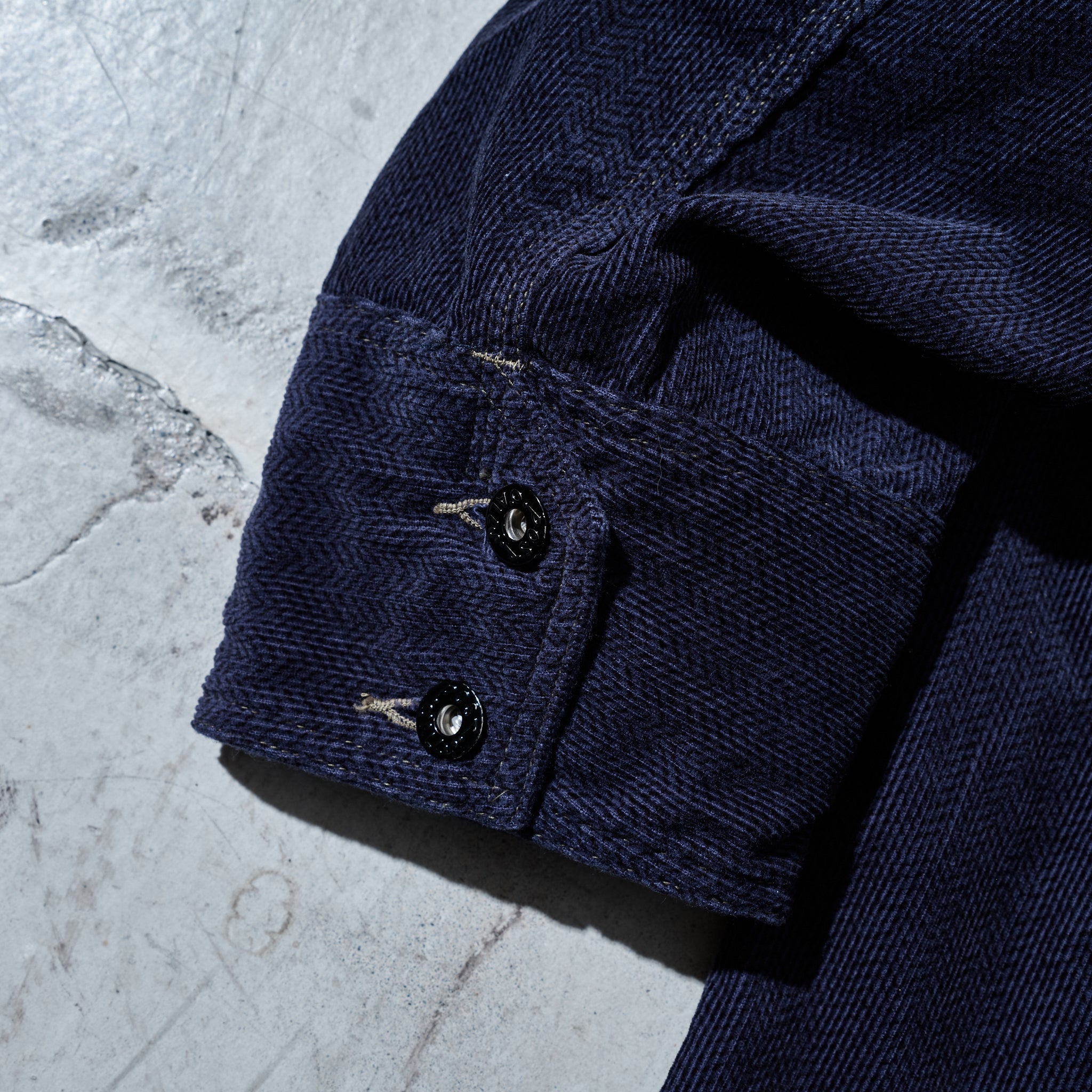 #1102-HCN Engineers' Jacket : herringbone print corduroy navy