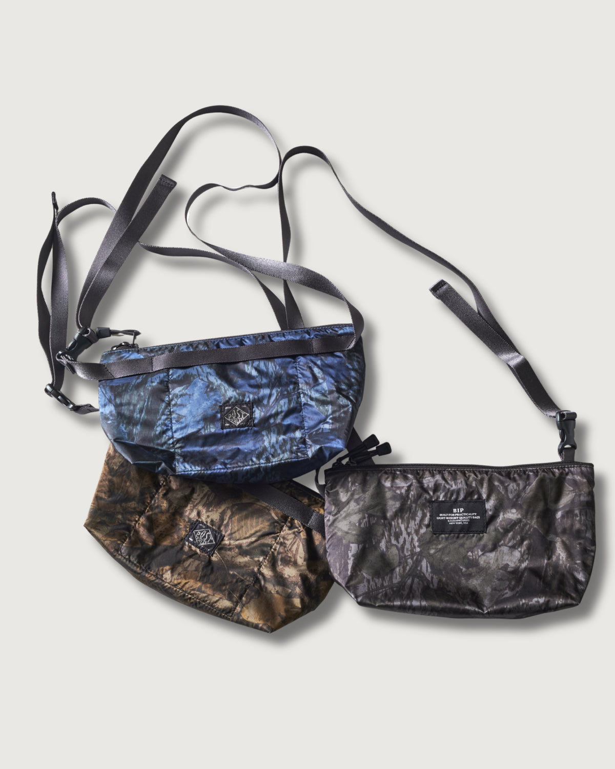 JP510-NC1 BAGSINPROGRESS x Post O'Alls FANNYPACK CROSSBODY : nylon forest camo brown jungle