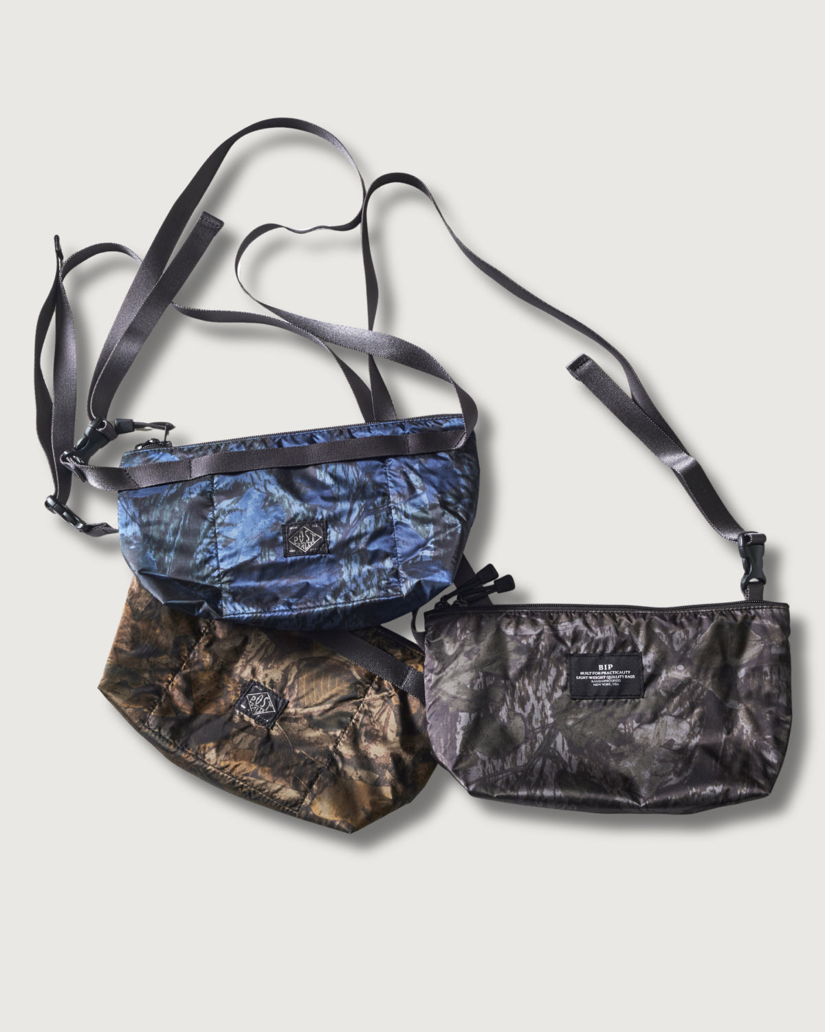 JP510-NC3 BAGSINPROGRESS x Post O'Alls FANNYPACK CROSSBODY : nylon forest camo grey jungle