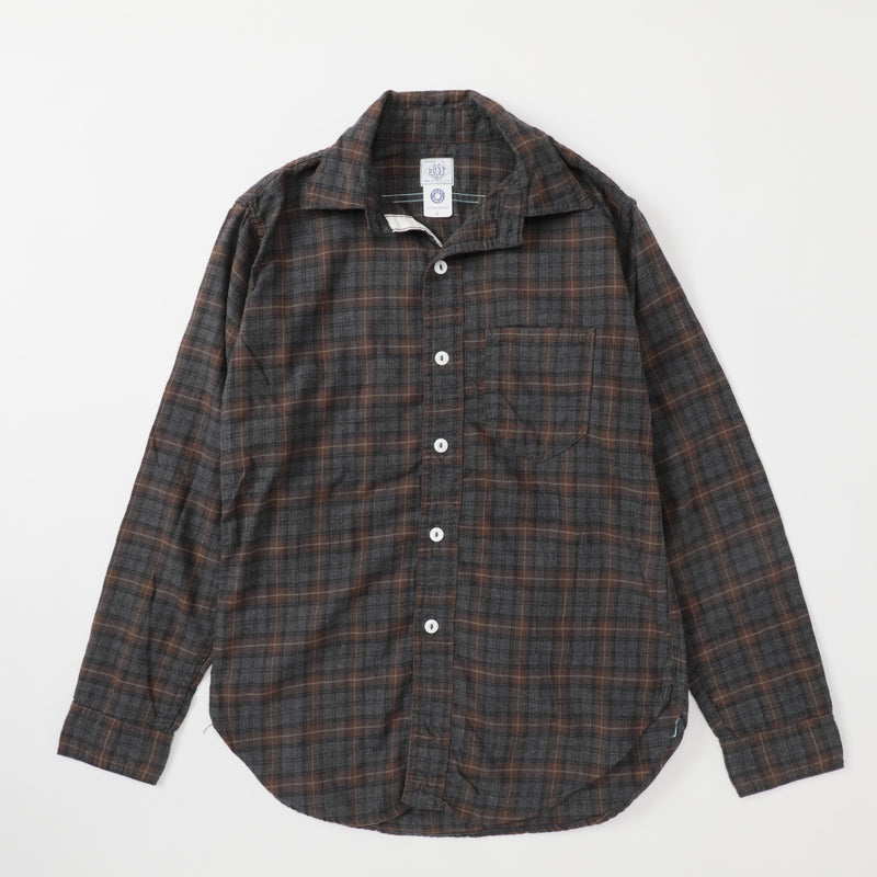 The Post : cotton flannel brown plaid "Dead Stock"
