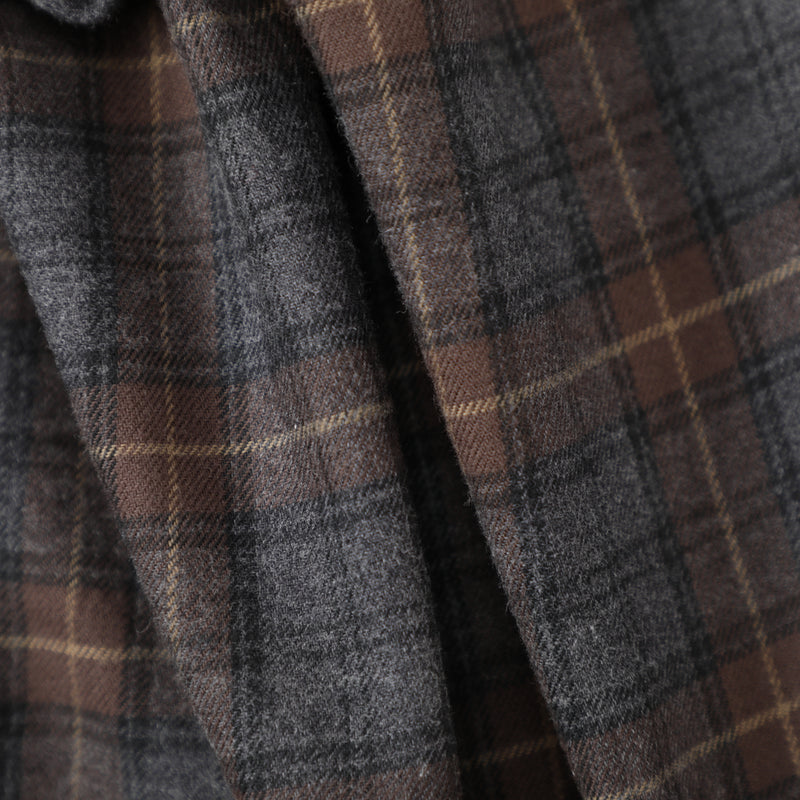 The Post : cotton flannel brown plaid "Dead Stock"