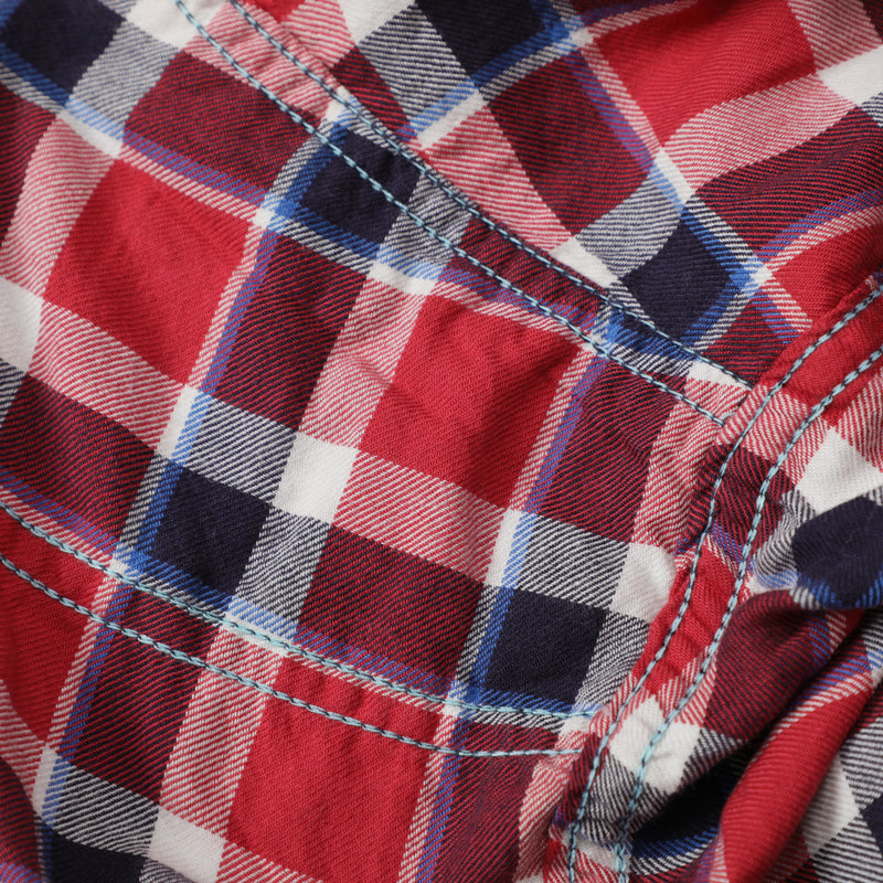 C-Post : cotton flannel plaid red "Dead Stock"