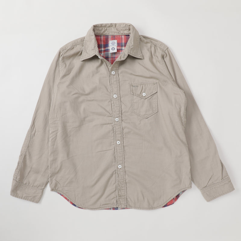 C-Post with flannel lining : beige x red plaid "Dead Stock" / XL