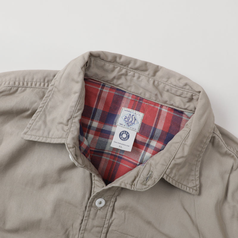 C-Post with flannel lining: beige x red plaid "Dead Stock" / XL