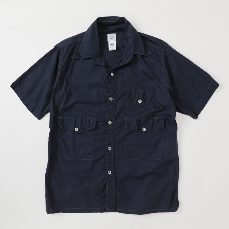 Traveler Short Sleeve : cotton poplin dark navy "Dead Stock" / M