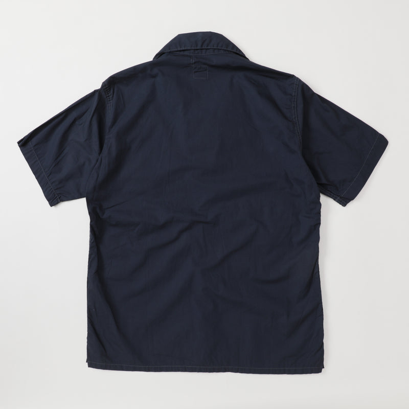 Traveler Short Sleeve : cotton poplin dark navy "Dead Stock" / M