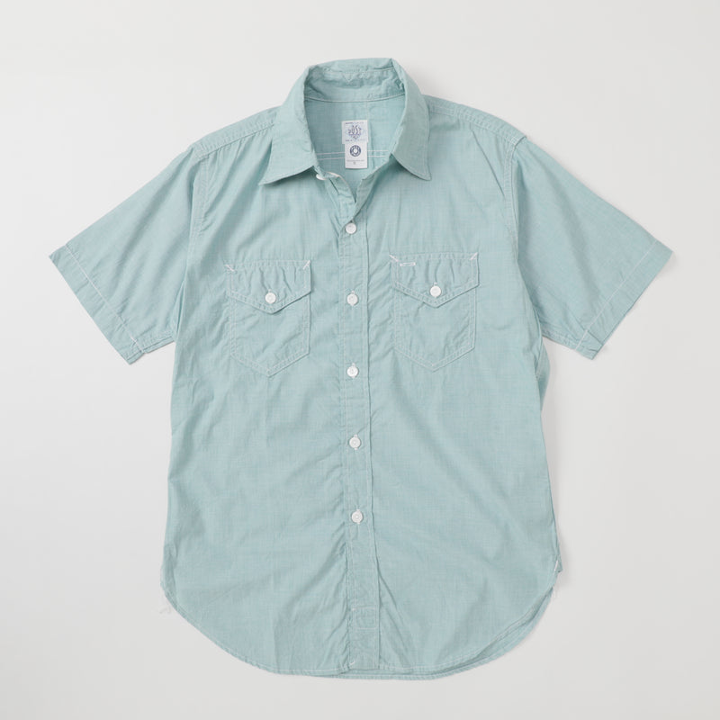 Light Shirt Short Sleeve : cotton oxford light green "Dead Stock" / S