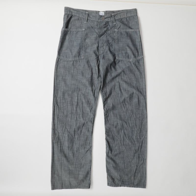 Army Navy Pants : summer light chambray grey pa-006 "Dead Stock" / L