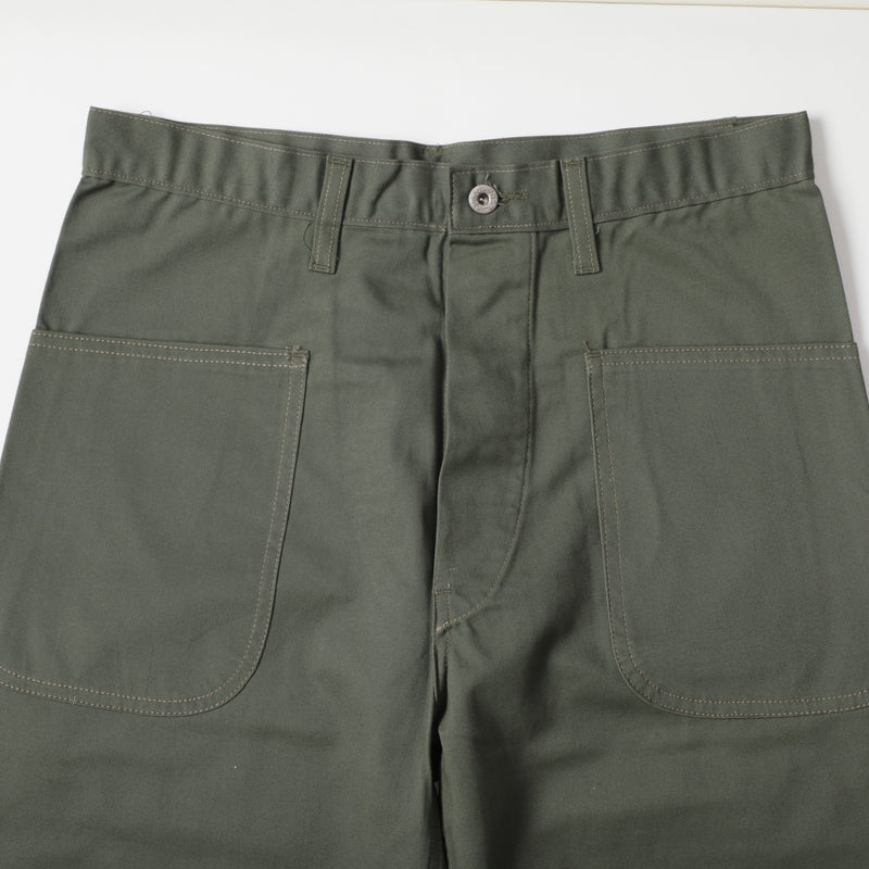 Navy Pants : cotton twill olive pa-010 "Dead Stock" / M