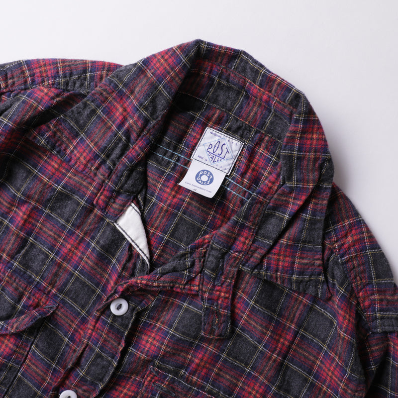 Light Shirt: cotton flannel plaid tartan check "Dead Stock" / S