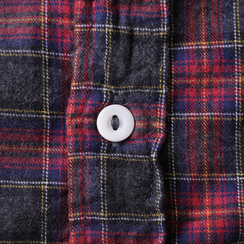 Light Shirt : cotton flannel plaid tartan check "Dead Stock" / S