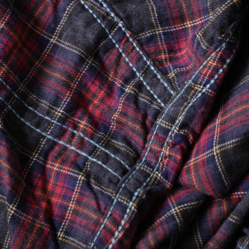 Light Shirt : cotton flannel plaid tartan check "Dead Stock" / S