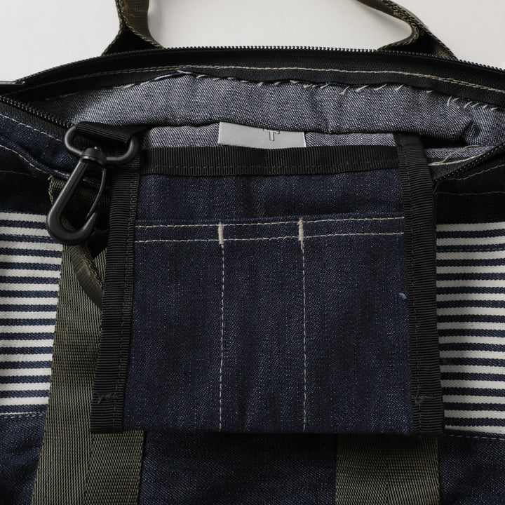 NYT T-5G Mini Tote with Zip : denim x hickory stripe express