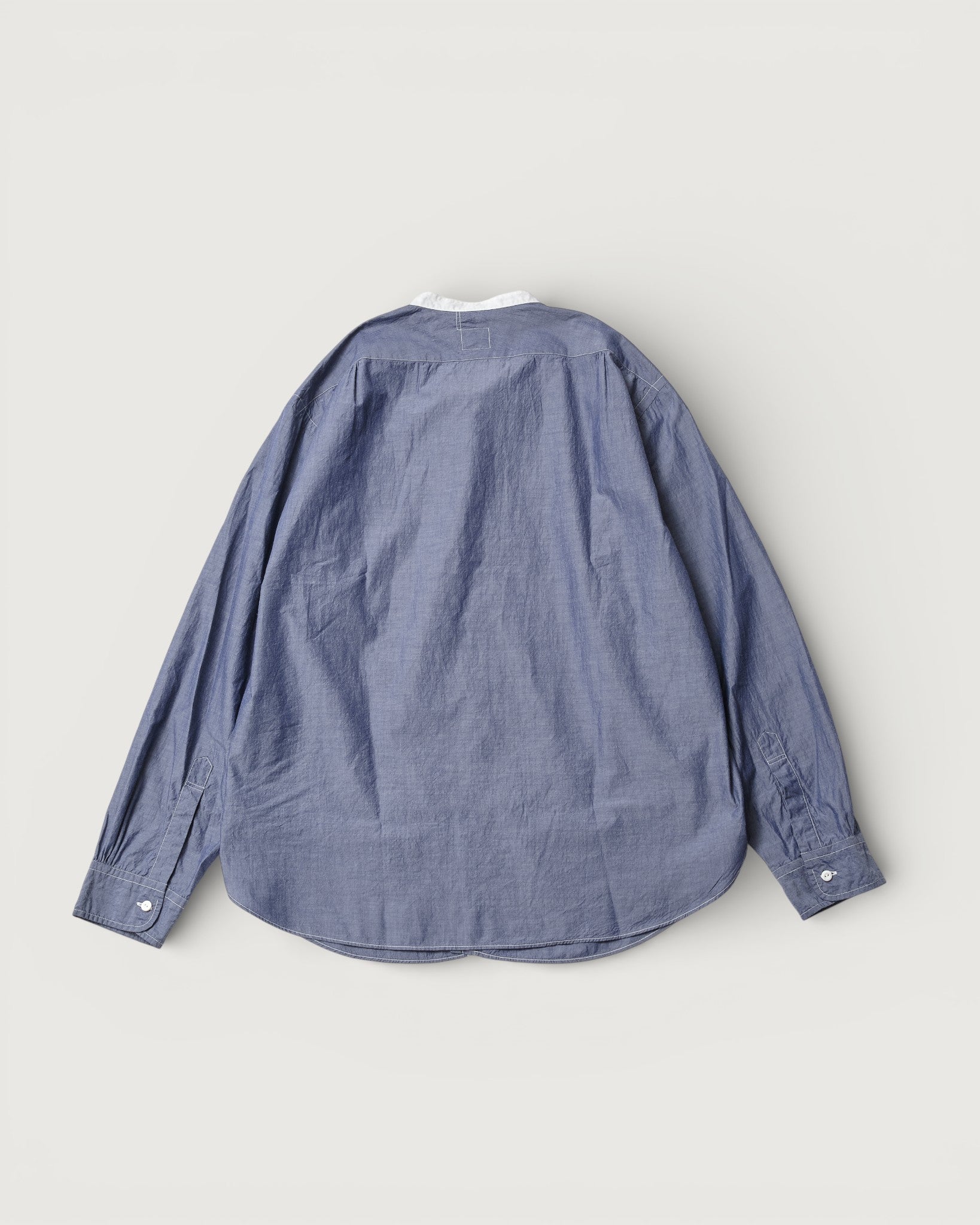 #3232B-SBC Original BL Band Collar Shirt : broadcloth w/white trim blue