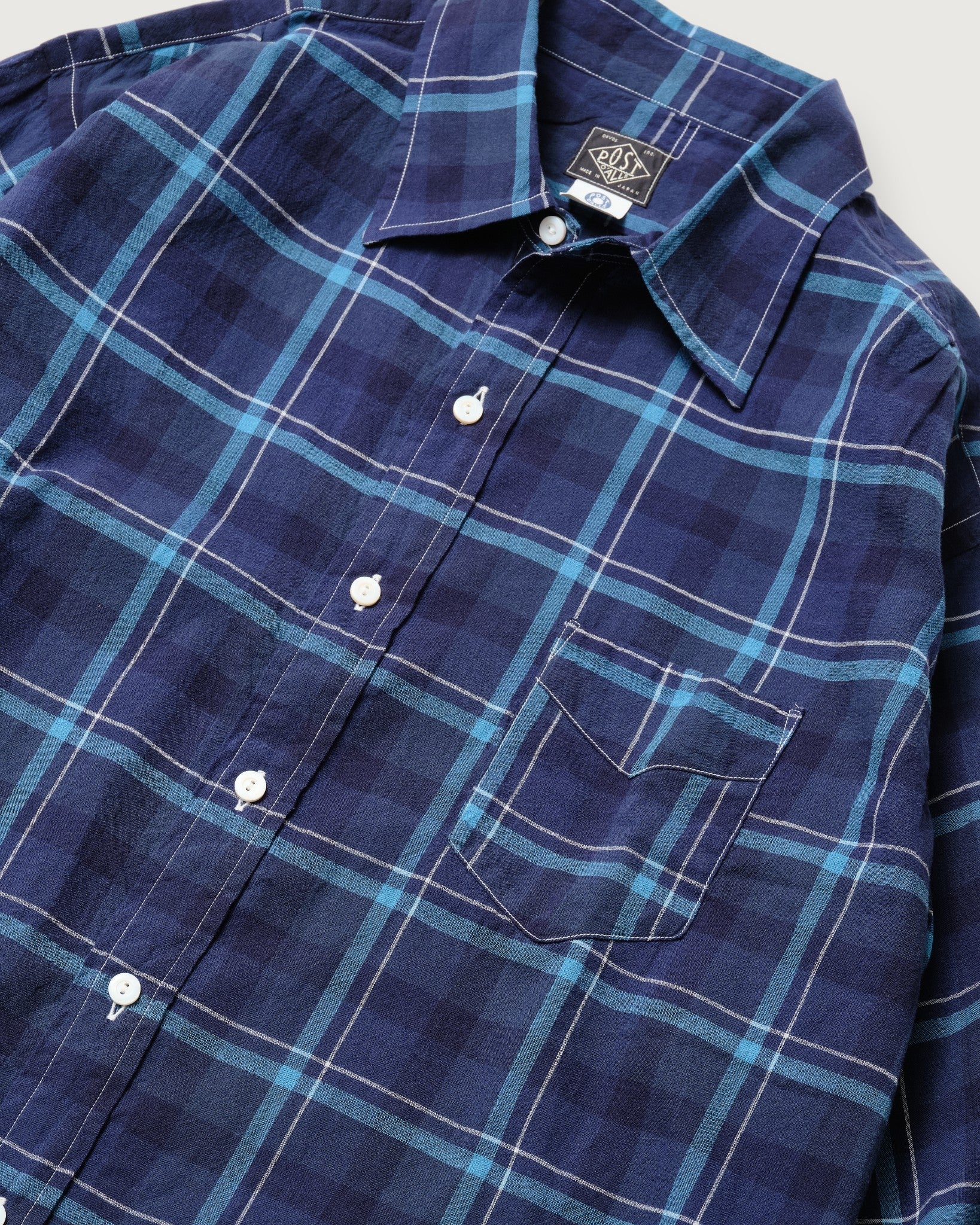 #3232-CPB Original BL Shirt : cotton plaid blue