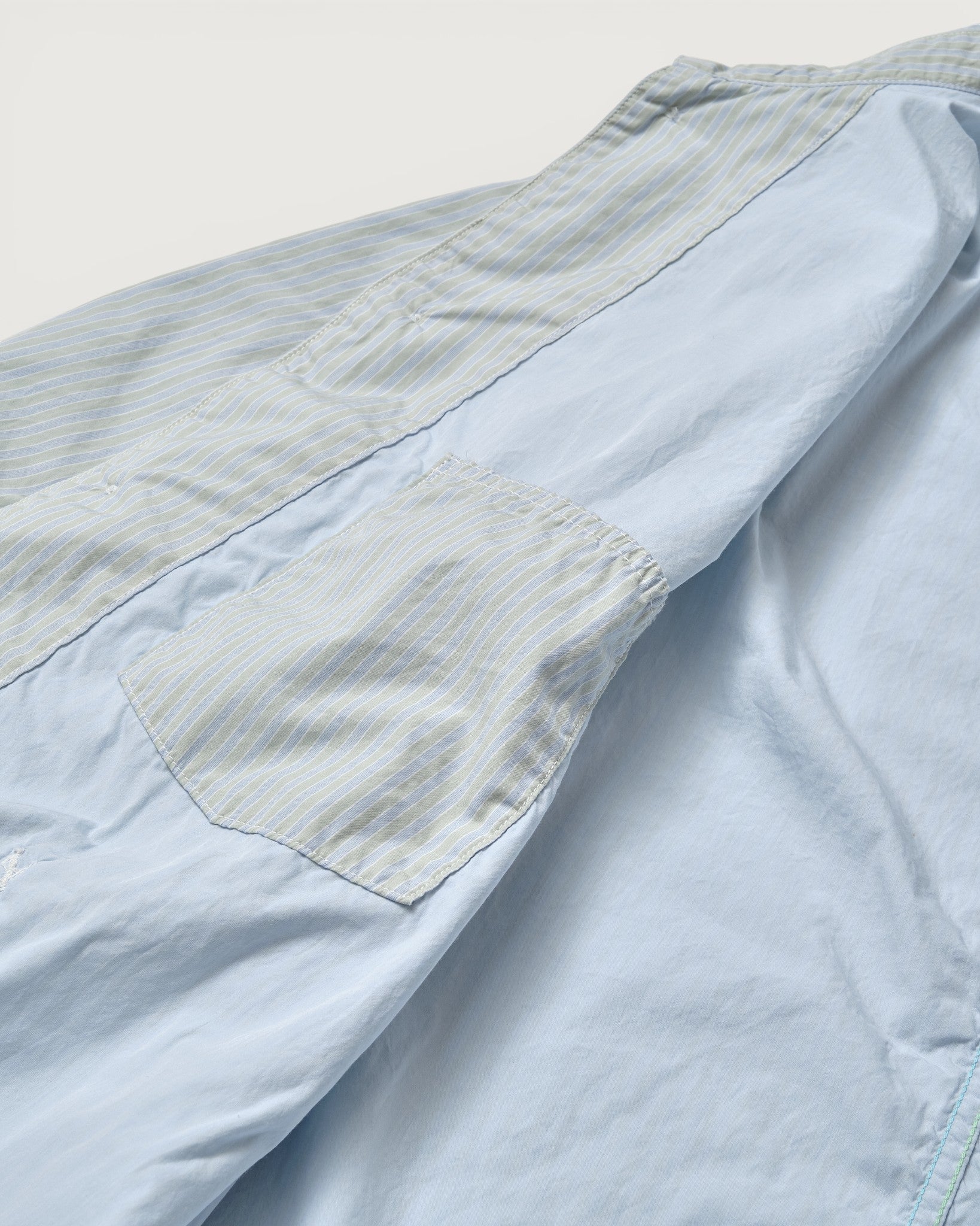 #1101L-SF2 WWII No.1 Jacket : stripe shirting x feather chambray green stripe