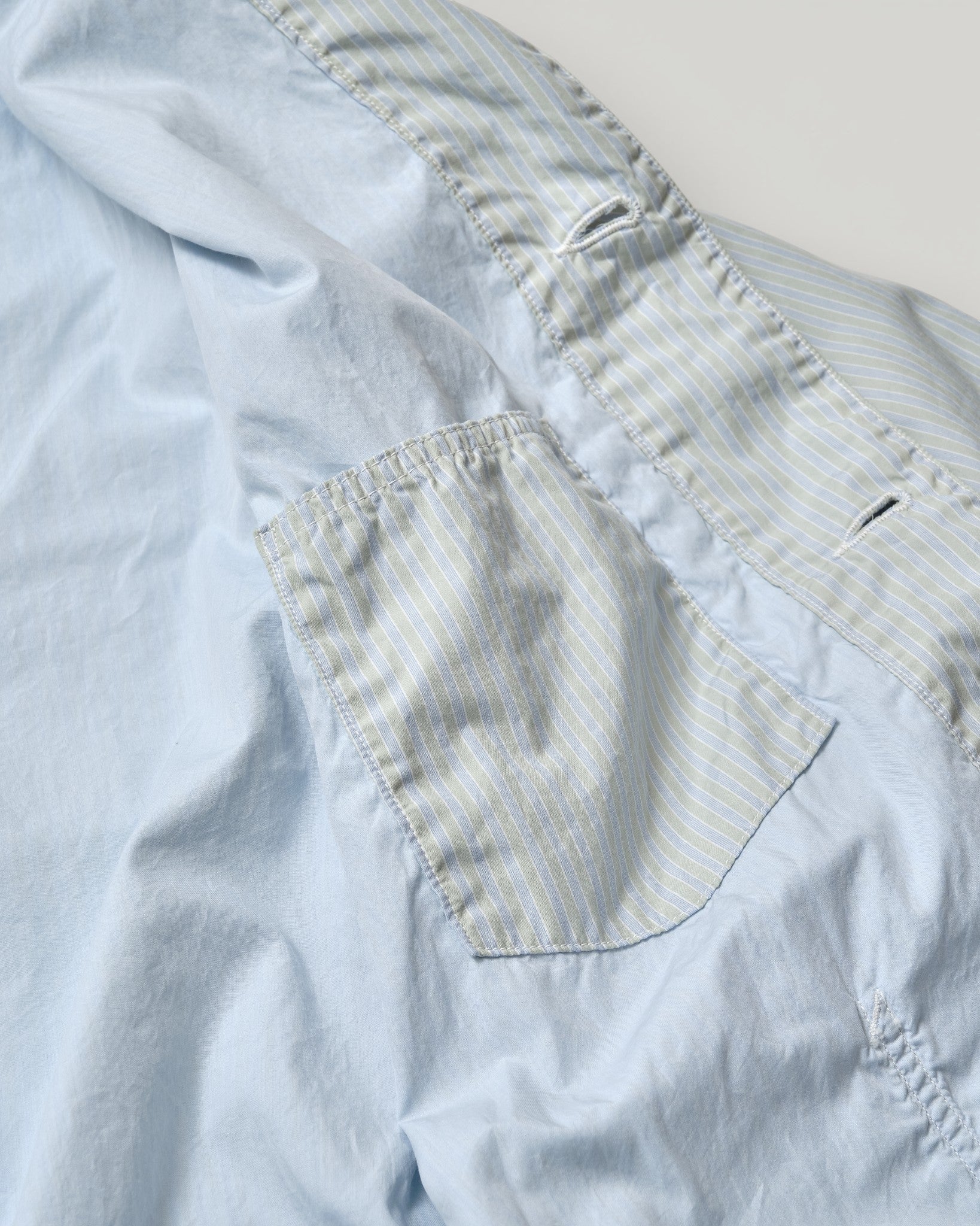 #1101L-SF2 WWII No.1 Jacket : stripe shirting x feather chambray green stripe