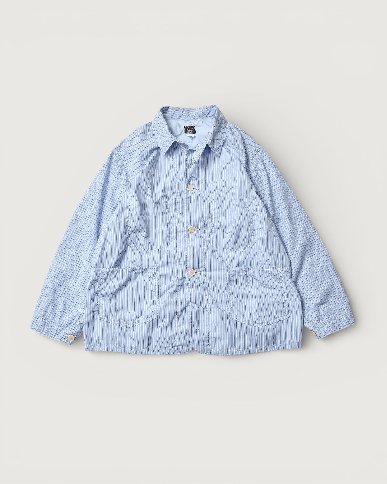 #1101L-SF1 WWII No.1 Jacket : stripe shirting x feather chambray blue stripe