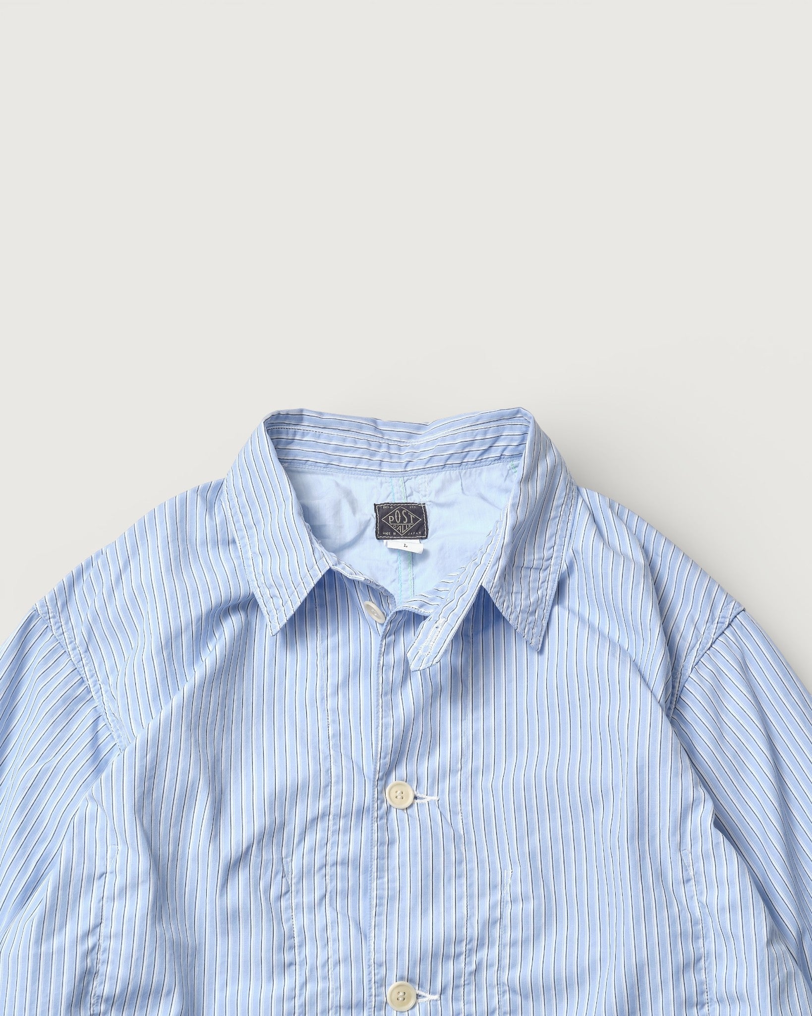 1101L-SF1 WWII No.1 Jacket : stripe shirting x feather chambray blue