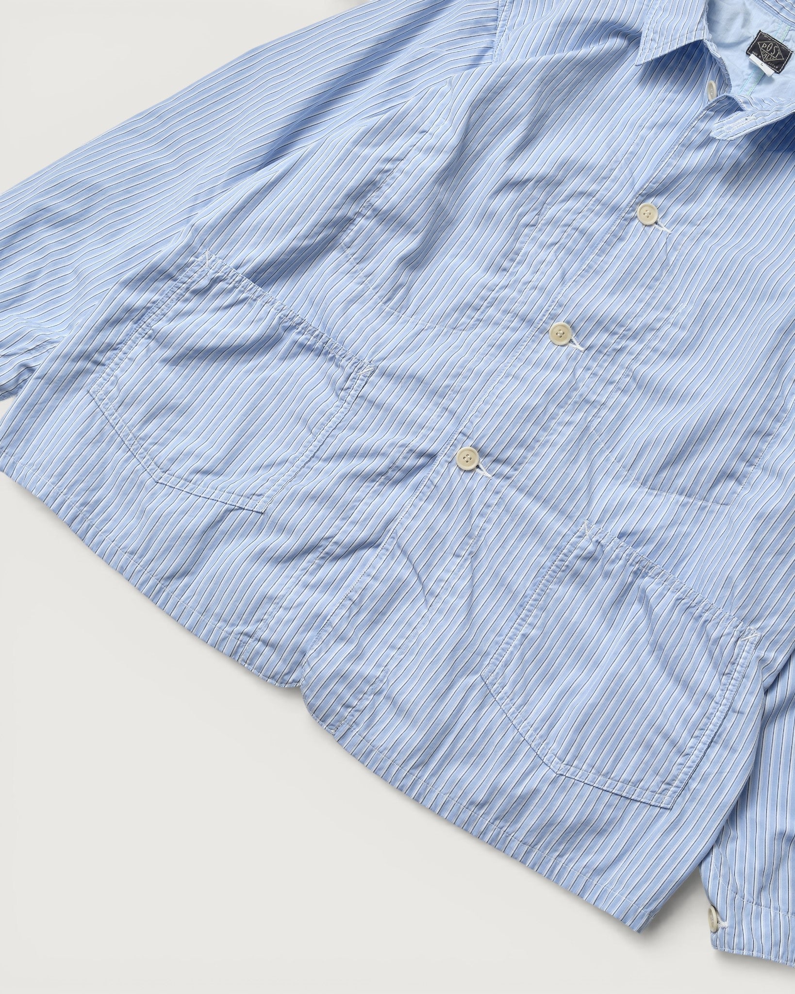 1101L-SF1 WWII No.1 Jacket : stripe shirting x feather chambray blue