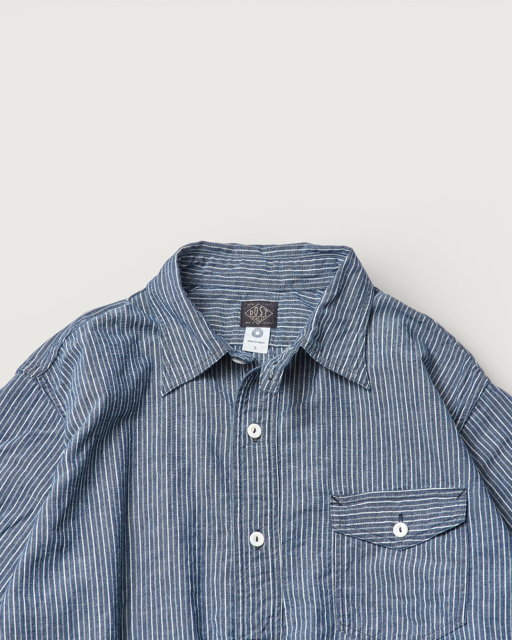 #3213S-SC NAVY CUT S/S : stripe chambray indigo