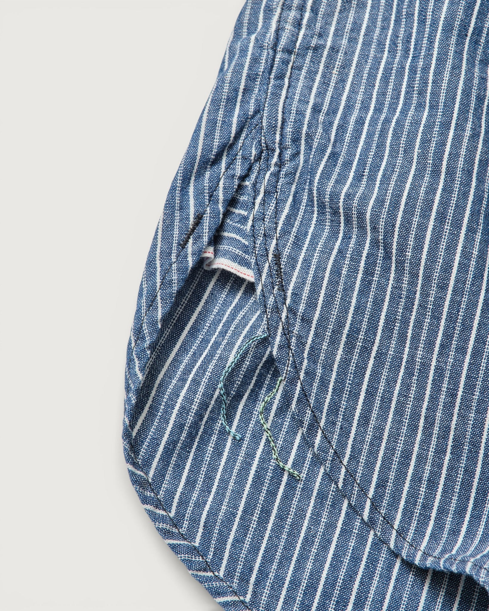 #3213S-SC NAVY CUT S/S : stripe chambray indigo